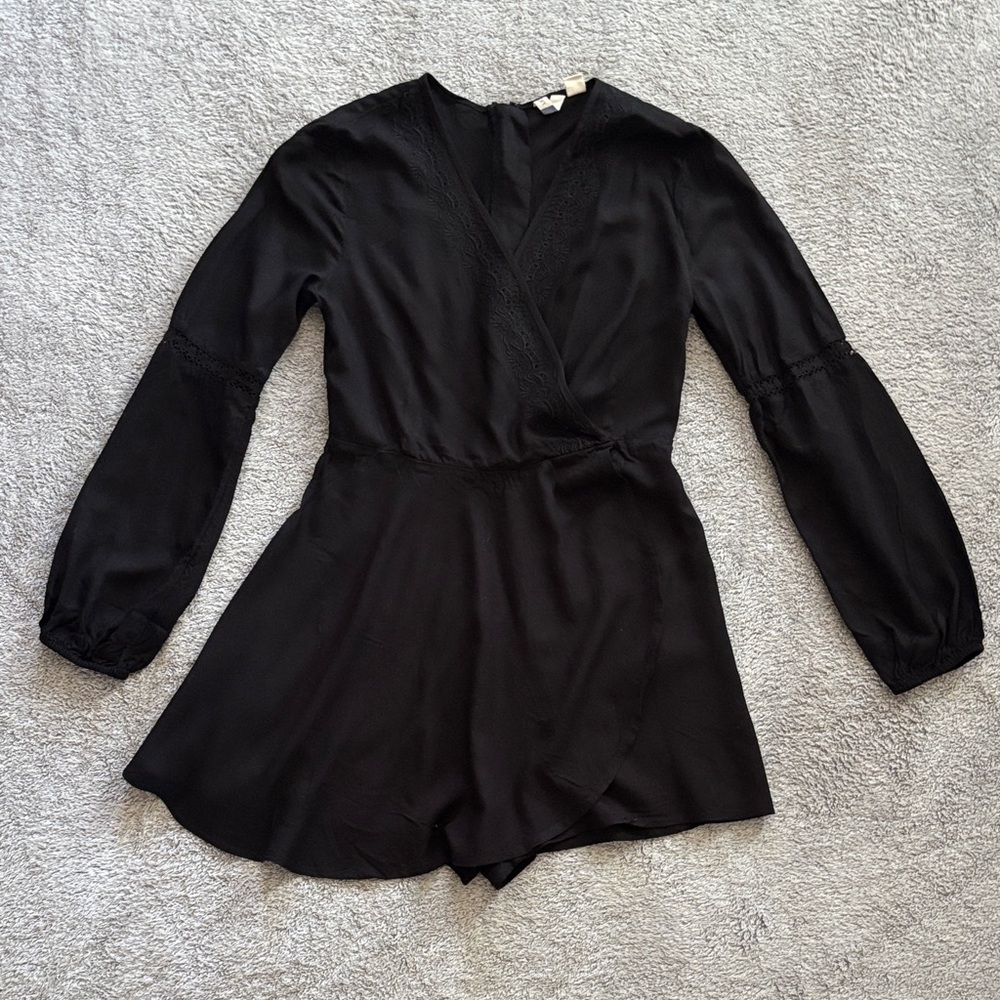 Roxy Black Long Sleeve Skort Romper